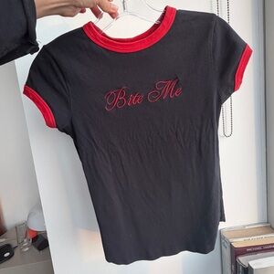 Agent Provocateur Black Tee with Red Trim and Script